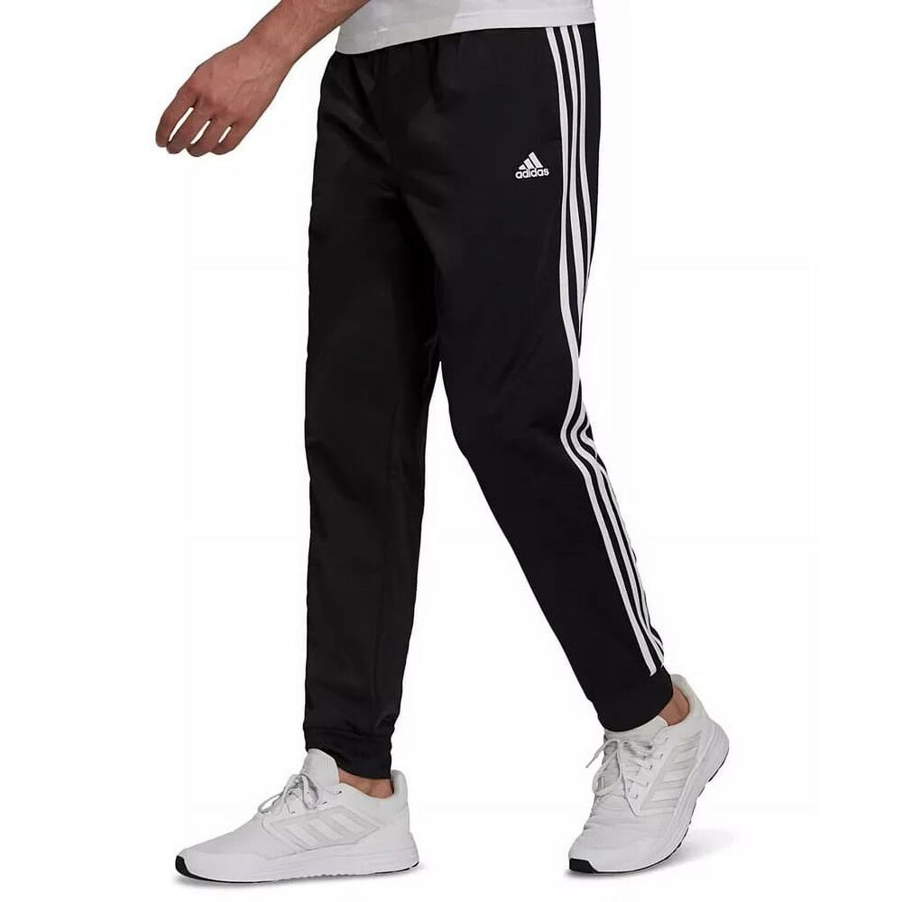 Adidas Black Track Pants Wide Leg 3 Stripe Athletic Pants Size L